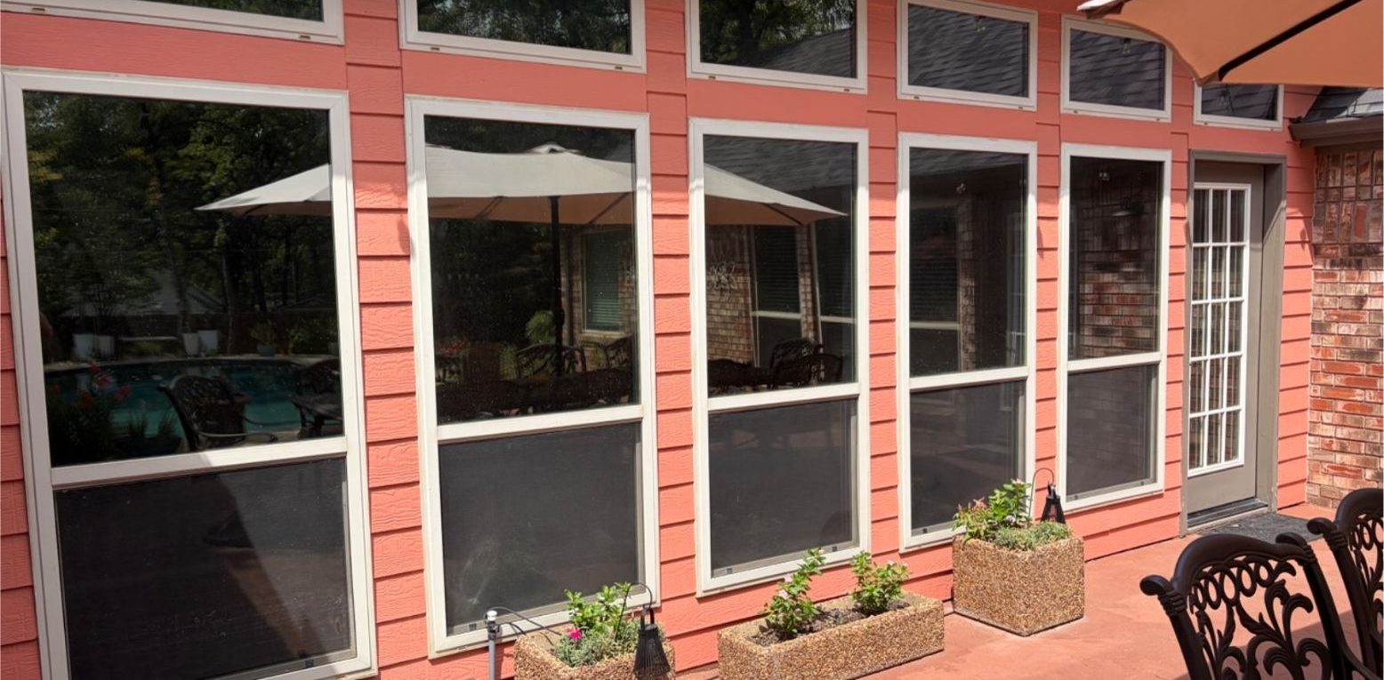 Same patio windows after tint, interior no longer visible
