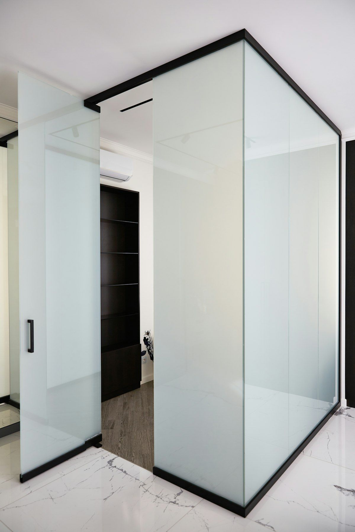 Frosted glass office divider